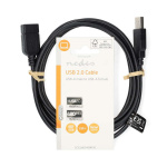 Nedis USB-kabel | USB 2.0 | USB-A Han | USB-A Hun | 480 Mbps | Nikkel belagt | 2.00 m | Rund | PVC | Sort | Label Nedis USB-kabel | USB 2.0 | USB-A Han | USB-A Hun | 480 Mbps | Nikkel belagt | 2.00 m | Rund | PVC | Sort | Label