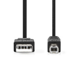 Nedis USB-kabel | USB 2.0 | USB-A Han | USB-B Han | 10 W | 480 Mbps | Nikkel belagt | 2.00 m | Rund | PVC | Sort | Label