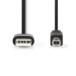 Nedis USB-kabel | USB 2.0 | USB-A Han | USB-B Han | 480 Mbps | Nikkel belagt | 3.00 m | Rund | PVC | Sort | Label