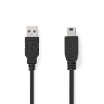 Nedis USB-kabel | USB 2.0 | USB-A Han | USB Mini-B 5 pins Han | 480 Mbps | Nikkel belagt | 1.00 m | Rund | PVC | Sort | Label