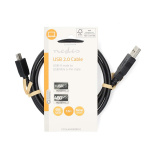 Nedis USB-kabel | USB 2.0 | USB-A Han | USB Mini-B 5 pins Han | 480 Mbps | Nikkel belagt | 1.00 m | Rund | PVC | Sort | Label