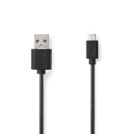 Nedis USB-kabel | USB 2.0 | USB-A Han | USB Micro-B Han | 7.5 W | 480 Mbps | Nikkel belagt | 1.00 m | Rund | PVC | Sort | Label