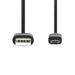 Nedis USB-kabel | USB 2.0 | USB-A Han | USB Micro-B Han | 7.5 W | 480 Mbps | Nikkel belagt | 1.00 m | Rund | PVC | Sort | Label