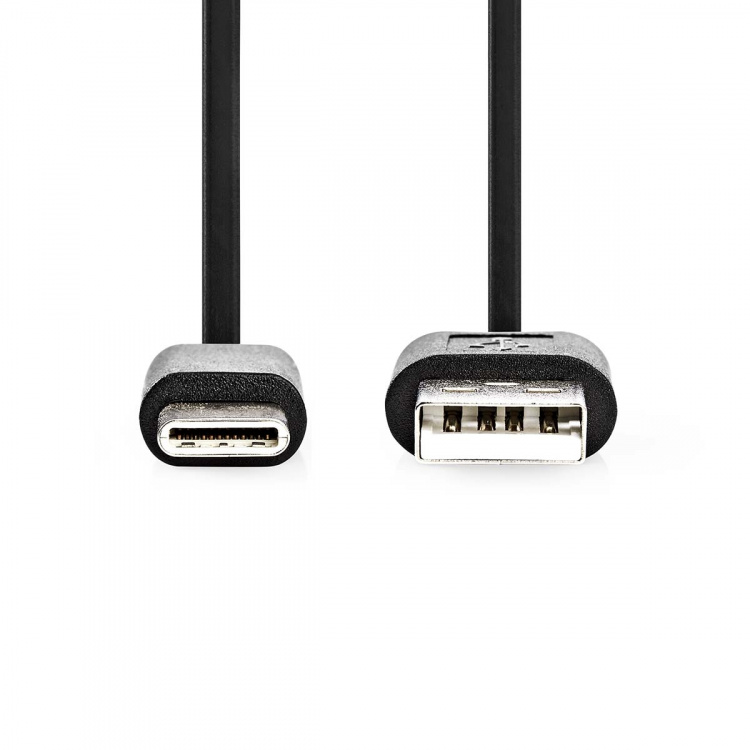 Nedis USB-kabel | USB 2.0 | USB-A Han | USB-C™ Hann | 15 W | 480 Mbps | Nikkel belagt | 3.00 m | Rund | PVC | Sort | Label