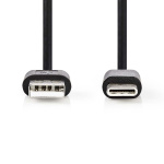 Nedis USB-kabel | USB 2.0 | USB-A Han | USB-C™ Hann | 5 W | 480 Mbps | Nikkel belagt | 2.00 m | Rund | PVC | Sort | Label