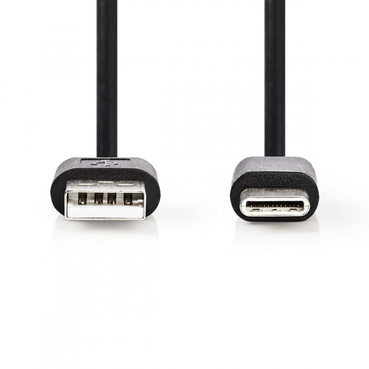 Nedis USB-kabel | USB 2.0 | USB-A Han | USB-C™ Hann | 5 W | 480 Mbps | Nikkel belagt | 2.00 m | Rund | PVC | Sort | Label