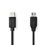 Nedis USB-kabel | USB 2.0 | USB-C™ Hann | USB Micro-B Han | 60 W | 480 Mbps | Nikkel belagt | 1.00 m | Rund | PVC | Sort | Label Nedis USB-kabel | USB 2.0 | USB-C™ Hann | USB Micro-B Han | 60 W | 480 Mbps | Nikkel belagt | 1.00 m | Rund | PVC | Sort | Label