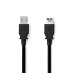 Nedis USB-kabel | USB 3.2 Gen 1 | USB-A Han | USB-A Hun | 5 Gbps | Nikkel belagt | 1.00 m | Rund | PVC | Sort | Label