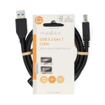 Nedis USB-kabel | USB 3.2 Gen 1 | USB-A Han | USB-A Hun | 5 Gbps | Nikkel belagt | 1.00 m | Rund | PVC | Sort | Label