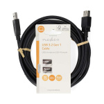 Nedis USB-kabel | USB 3.2 Gen 1 | USB-A Han | USB-A Hun | 5 Gbps | Nikkel belagt | 3.00 m | Rund | PVC | Sort | Label