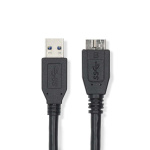 Nedis USB-kabel | USB 3.2 Gen 1 | USB-A Han | USB Micro-B Han | 5 Gbps | Nikkel belagt | 0.50 m | Rund | PVC | Sort | Label
