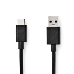 Nedis USB-kabel | USB 3.2 Gen 1 | USB-A Han | USB-C™ Hann | 15 W | 5 Gbps | Nikkel belagt | 1.00 m | Rund | PVC | Sort | Label
