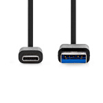 Nedis USB-kabel | USB 3.2 Gen 1 | USB-A Han | USB-C™ Hann | 15 W | 5 Gbps | Nikkel belagt | 1.00 m | Rund | PVC | Sort | Label