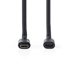 Nedis USB-kabel | USB 3.2 Gen 1 | USB-C™ Hann | USB-C™ Hunn | 60 W | 4K@60Hz | 5 Gbps | Nikkel belagt | 1.00 m | Rund | PVC | Sort | Label