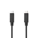 Nedis USB-kabel | USB 3.2 Gen 2 | USB-C™ Hann | USB-C™ Hann | 240 W | 8K@30Hz | 20 Gbps | Nikkel belagt | 1.00 m | Rund | PVC | Sort | Label