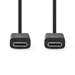 Nedis USB-kabel | USB 3.2 Gen 2 | USB-C™ Hann | USB-C™ Hann | 240 W | 8K@30Hz | 20 Gbps | Nikkel belagt | 1.00 m | Rund | PVC | Sort | Label