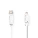 Nedis USB-kabel | USB 2.0 | USB-A Han | USB Micro-B Han | 480 Mbps | Nikkel belagt | 1.00 m | Flatt | PVC | Hvit | Konvolutt