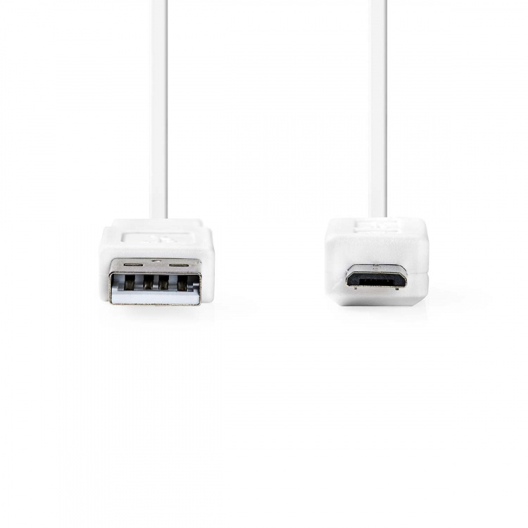 Nedis USB-kabel | USB 2.0 | USB-A Han | USB Micro-B Han | 480 Mbps | Nikkel belagt | 1.00 m | Flatt | PVC | Hvit | Konvolutt