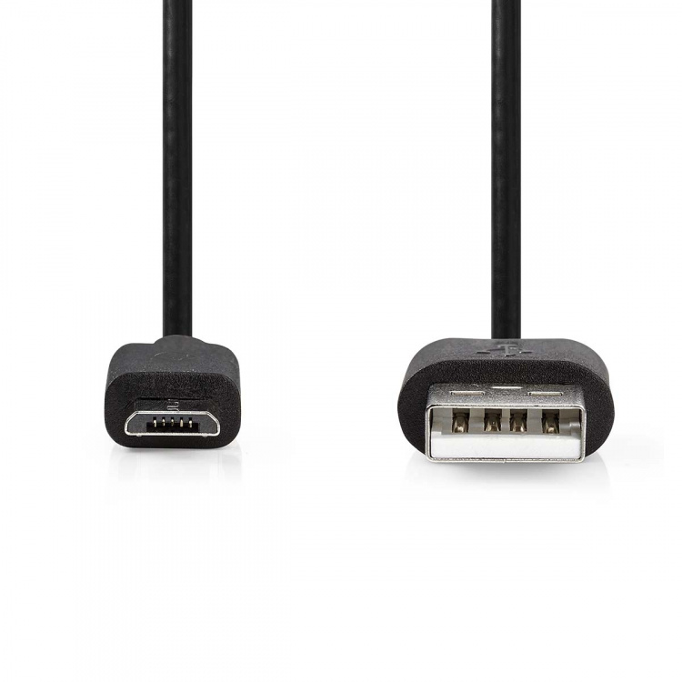 Nedis USB-kabel | USB 2.0 | USB-A Han | USB Micro-B Han | 9 W | 480 Mbps | Nikkel belagt | 5.00 m | Rund | PVC | Sort | Konvolutt