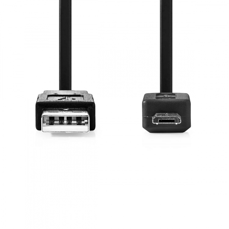 Nedis USB-kabel | USB 2.0 | USB-A Han | USB Micro-B Han | 480 Mbps | Nikkel belagt | 1.00 m | Flatt | PVC | Sort | Konvolutt