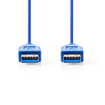 Nedis USB-kabel | USB 3.2 Gen 1 | USB-A Han | USB-A Han | 5 Gbps | Nikkel belagt | 2.00 m | Rund | PVC | Blå | Konvolutt