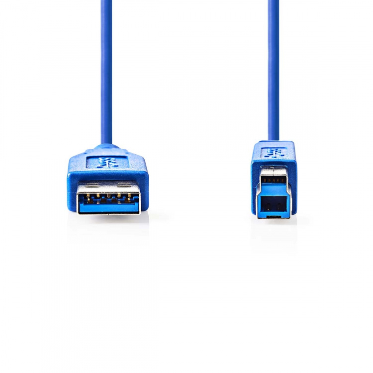 Nedis USB-kabel | USB 3.2 Gen 1 | USB-A Han | USB-B Han | 5 Gbps | Nikkel belagt | 3.00 m | Rund | PVC | Blå | Konvolutt