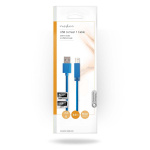 Nedis USB-kabel | USB 3.2 Gen 1 | USB-A Han | USB-B Han | 5 Gbps | Nikkel belagt | 3.00 m | Rund | PVC | Blå | Konvolutt