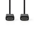 Nedis USB-kabel | USB 3.2 Gen 2 | USB-C™ Hann | USB-C™ Hann | 15 W | 10 Gbps | Nikkel belagt | 1.00 m | Rund | PVC | Sort | Stikkord Nedis USB-kabel | USB 3.2 Gen 2 | USB-C™ Hann | USB-C™ Hann | 15 W | 10 Gbps | Nikkel belagt | 1.00 m | Rund | PVC | Sort | Stikkord