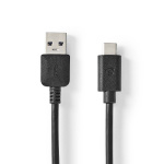 Nedis USB-kabel | USB 3.2 Gen 1 | USB-A Han | USB-C™ Hann | 60 W | 5 Gbps | Nikkel belagt | 2.00 m | Rund | PVC | Sort | Boks