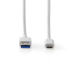 Nedis USB-kabel | USB 3.2 Gen 1 | USB-A Han | USB-C™ Hann | 60 W | 5 Gbps | Nikkel belagt | 1.00 m | Rund | PVC | Hvit | Boks