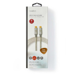 Nedis USB-kabel | USB 3.2 Gen 2x2 | USB-C™ Hann | USB-C™ Hann | 100 W | 4K@60Hz | 20 Gbps | Gull belagt | 1.00 m | Rund | Flettet / Nylon | Sølv | Deksel Vindusboks
