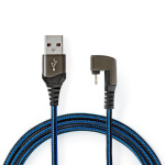 Nedis USB-kabel | USB 2.0 | Apple Lightning 8-Pinners | USB-A Han | 12 W | 480 Mbps | Nikkel belagt | 1.00 m | Rund | Flettet / Nylon | Blå / Sort | Deksel Vindusboks