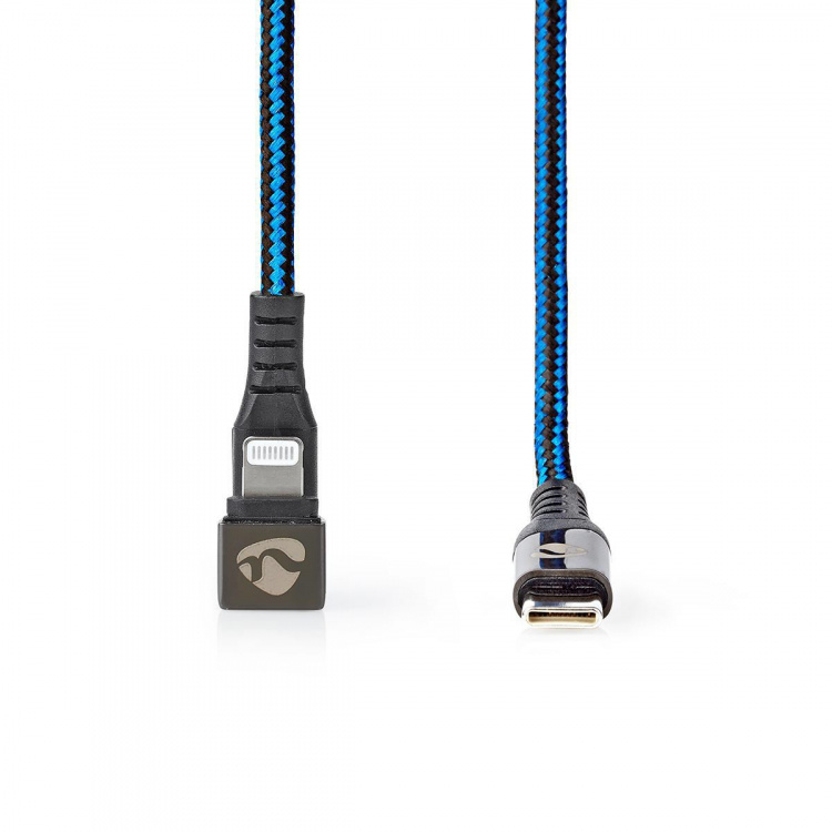 Nedis USB-kabel | USB 2.0 | Apple Lightning 8-Pinners | USB-C™ Hann | 60 W | 480 Mbps | Nikkel belagt | 1.00 m | Rund | Flettet / Nylon | Blå / Sort | Deksel Vindusboks