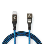 Nedis USB-kabel | USB 2.0 | Apple Lightning 8-Pinners | USB-C™ Hann | 60 W | 480 Mbps | Nikkel belagt | 1.00 m | Rund | Flettet / Nylon | Blå / Sort | Deksel Vindusboks