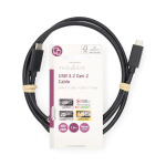 Nedis USB-kabel | USB 3.2 Gen 2 | USB-C™ Hann | USB-C™ Hann | 100 W | 4K@60Hz | 20 Gbps | Nikkel belagt | 1.00 m | Rund | PVC | Sort | Label Nedis USB-kabel | USB 3.2 Gen 2 | USB-C™ Hann | USB-C™ Hann | 100 W | 4K@60Hz | 20 Gbps | Nikkel belagt | 1.00 m | Rund | PVC | Sort | Label