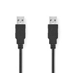 Nedis USB-kabel | USB 2.0 | USB-A Han | USB-A Han | 480 Mbps | Nikkel belagt | 2.00 m | Rund | PVC | Sort | Label