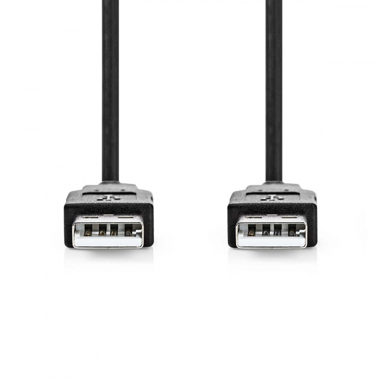 Nedis USB-kabel | USB 2.0 | USB-A Han | USB-A Han | 480 Mbps | Nikkel belagt | 3.00 m | Rund | PVC | Sort | Label