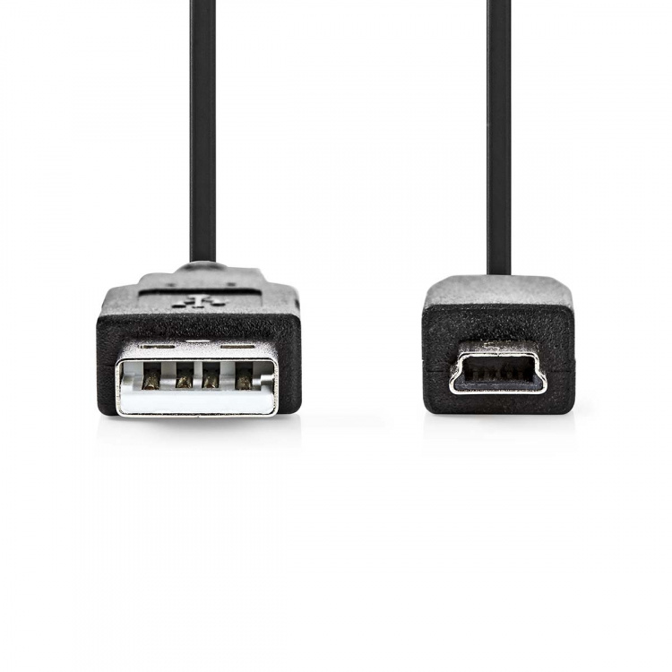Nedis USB-kabel | USB 2.0 | USB-A Han | USB Mini-B 5 pins Han | 480 Mbps | Nikkel belagt | 5.00 m | Rund | PVC | Sort | Label