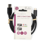 Nedis USB-kabel | USB 3.2 Gen 2 | USB-A Han | USB-C™ Hann | 60 W | 10 Gbps | Nikkel belagt | 1.00 m | Rund | PVC | Sort | Label Nedis USB-kabel | USB 3.2 Gen 2 | USB-A Han | USB-C™ Hann | 60 W | 10 Gbps | Nikkel belagt | 1.00 m | Rund | PVC | Sort | Label