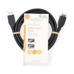 Nedis USB-kabel | USB 3.2 Gen 1 | USB-A Han | USB Micro-B Han | 5 Gbps | Nikkel belagt | 2.00 m | Rund | PVC | Sort | Label Nedis USB-kabel | USB 3.2 Gen 1 | USB-A Han | USB Micro-B Han | 5 Gbps | Nikkel belagt | 2.00 m | Rund | PVC | Sort | Label