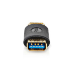 Nedis USB-A Adapter | USB 3.2 Gen 1 | USB-A Hun | USB-A Hun | 5 Gbps | Rund | Gull belagt | Antrasitt | Boks