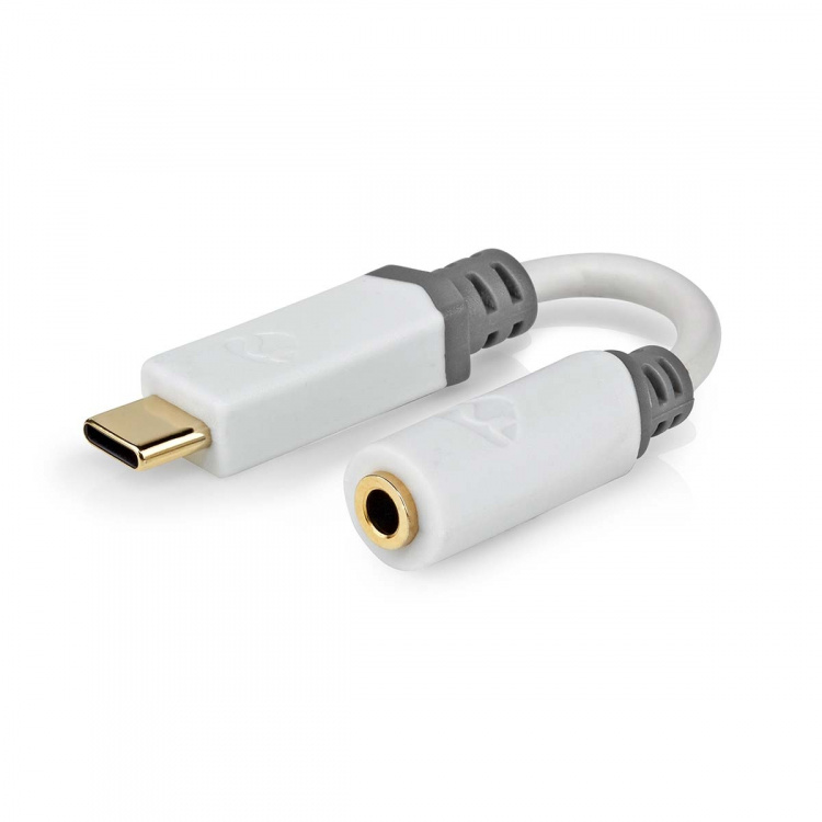 Nedis USB-C™ Adapter | USB 2.0 | USB-C™ Hann | 3.5 mm Hun | 0.10 m | Rund | Gull belagt | PVC | Hvit | Boks