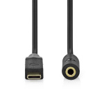 Nedis USB-C™ Adapter | USB 2.0 | USB-C™ Hann | 3.5 mm Hun | 1.00 m | Rund | Gull belagt | PVC | Sort | Boks