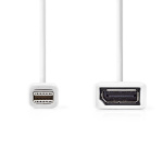 Nedis Mini Displayport-kabel | DisplayPort 1.2 | Mini DisplayPort Han | DisplayPort Hun | 21.6 Gbps | Nikkel belagt | 0.20 m | Rund | PVC | Hvit | Boks