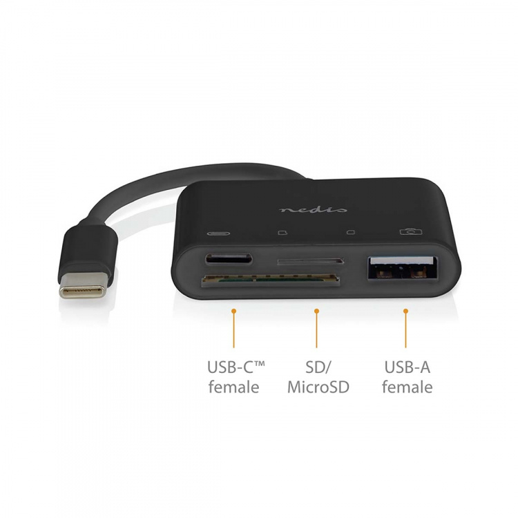 Nedis USB-hub | 1x USB-C™ | 1x USB A / 1x USB-C™ | 4-Port port(s) | USB 2.0 | USB-Strøm | SD & MicroSD