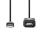 Nedis Aktiv USB-kabel | USB 2.0 | USB-A Han | USB-A Hun | 480 Mbps | 10.0 m | Rund | Nikkel belagt | PVC | Kobber | Label Nedis Aktiv USB-kabel | USB 2.0 | USB-A Han | USB-A Hun | 480 Mbps | 10.0 m | Rund | Nikkel belagt | PVC | Kobber | Label