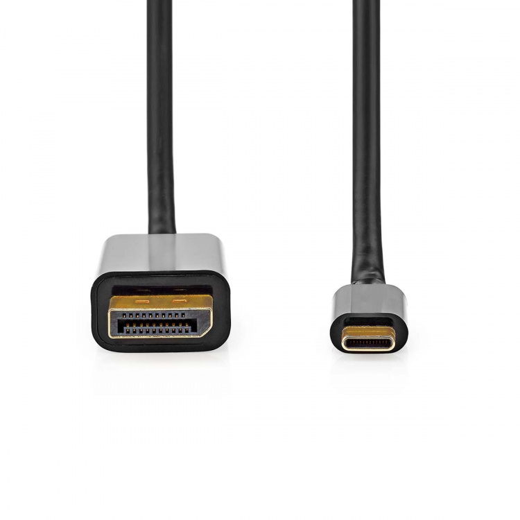 Nedis USB-C™ Adapter | USB 3.2 Gen 1 | USB-C™ Hann | DisplayPort Han | 4K@60Hz | 2.00 m | Rund | Gull belagt | PVC | Sort | Label
