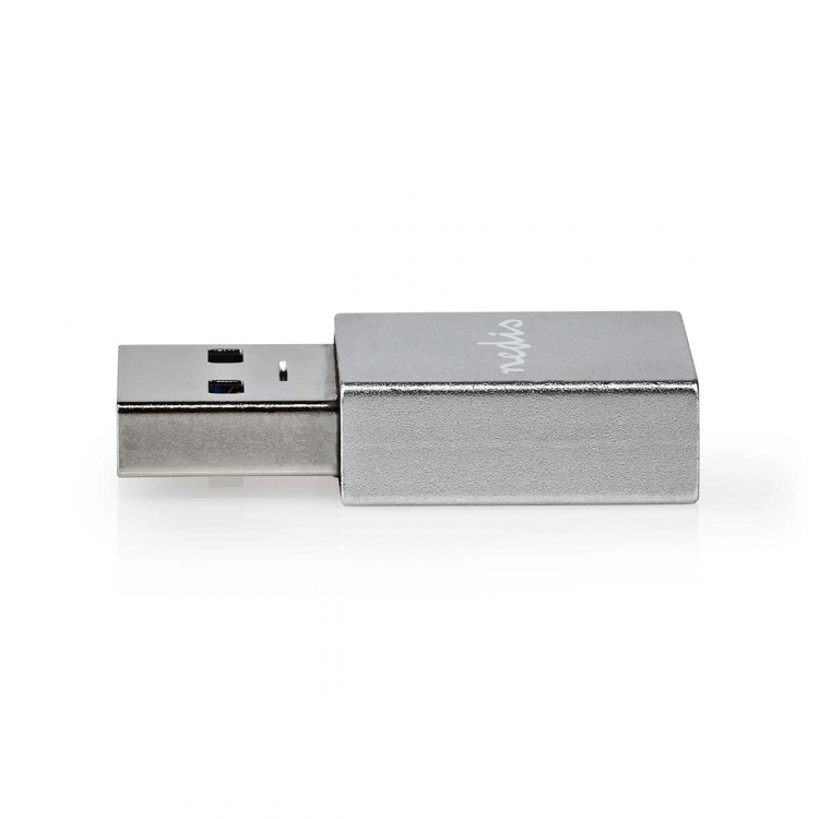 Nedis USB-A Adapter | USB 3.2 Gen 1 | USB-A Han | USB-C™ Hunn | 5 Gbps | Rund | Nikkel belagt | Sølv | Deksel Vindusboks