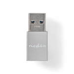 Nedis USB-A Adapter | USB 3.2 Gen 1 | USB-A Han | USB-C™ Hunn | 5 Gbps | Rund | Nikkel belagt | Sølv | Deksel Vindusboks
