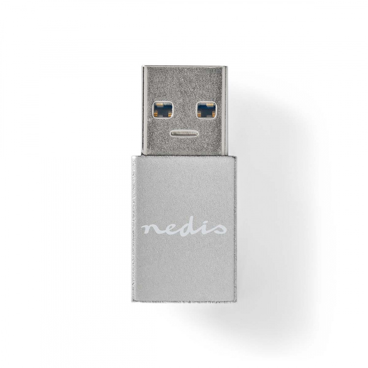 Nedis USB-A Adapter | USB 3.2 Gen 1 | USB-A Han | USB-C™ Hunn | 5 Gbps | Rund | Nikkel belagt | Sølv | Deksel Vindusboks